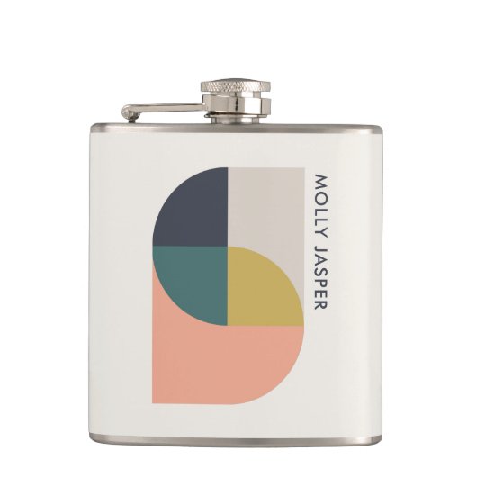 Moderne Abstracte art elegant geometrisch minimali Heupfles (Voorkant)