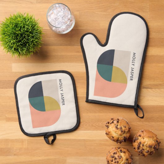 Moderne Abstracte art elegant geometrisch minimali Ovenwant & Pannenlap Set (Top down)