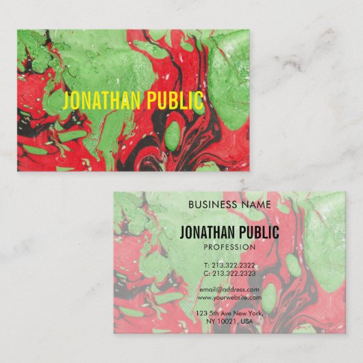Moderne Abstracte Art Elegant Red Green Sjabloon Visitekaartje (Voorkant / Achterkant)