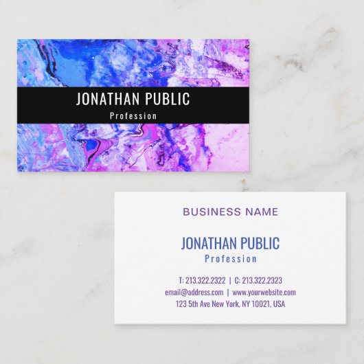 Moderne Abstracte art elegante Sjabloon roze blauw Visitekaartje (Voorkant / Achterkant)