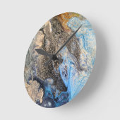 Moderne Abstracte Art Gold Blue White en Cream Ronde Klok (Hoek)