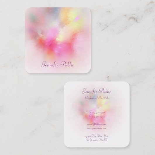 Moderne Abstracte art kleurrijke elegante Sjabloon Vierkante Visitekaartje (Voorkant / Achterkant)