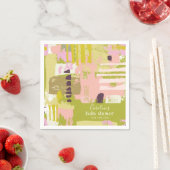 Moderne Abstracte Art Lime Green Cute Baby shower Servet (Insitu)