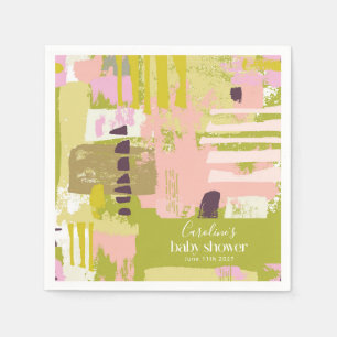 Moderne Abstracte Art Lime Green Cute Baby shower Servet