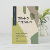 MODERNE ABSTRACTE ART LIME GREEN GRAND OPENEN GEBE KAART (Staand voorkant)