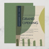 MODERNE ABSTRACTE ART LIME GREEN GRAND OPENEN GEBE KAART (Voorkant / Achterkant)