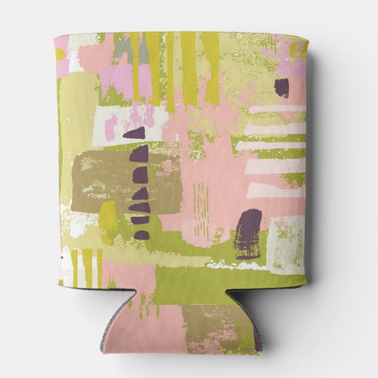 Moderne Abstracte art Lime Green Pink Weddenschap  Blikjeskoeler (Achterkant)