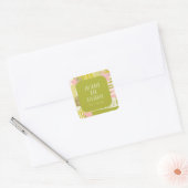 Moderne Abstracte art Lime Green Pink Weddenschap  Vierkante Sticker (Envelop)