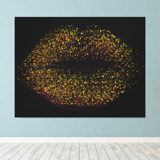 Moderne Abstracte art Lips Canvas Afdruk (Insitu (Houten vloer))