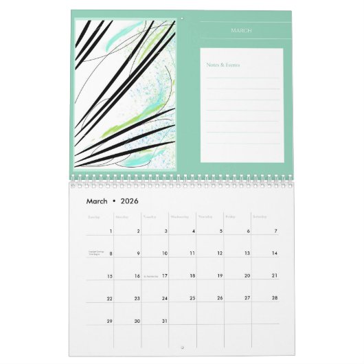 Moderne Abstracte Art Notes-planningskunst Kalender (Mar 2026)
