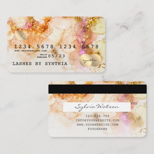 Moderne Abstracte Art Waterverf Credit Kaart Style Visitekaartje (Voorkant / Achterkant)