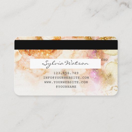 Moderne Abstracte Art Waterverf Credit Kaart Style Visitekaartje (Achterkant)