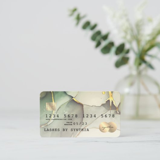 Moderne Abstracte Art Waterverf Credit Kaart Style Visitekaartje (Staand voorkant)