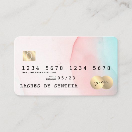 Moderne Abstracte Art Waterverf Credit Kaart Style Visitekaartje (Voorkant)