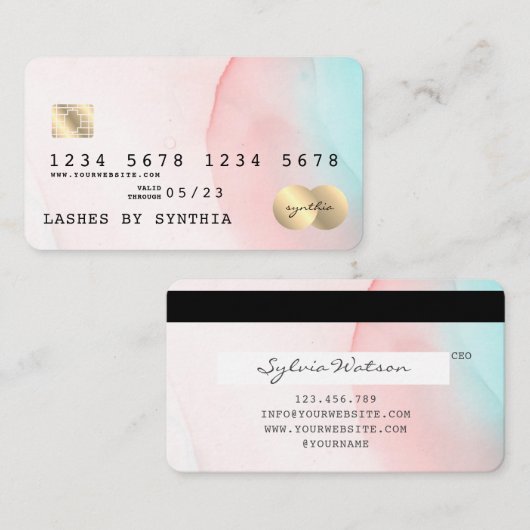 Moderne Abstracte Art Waterverf Credit Kaart Style Visitekaartje (Voorkant / Achterkant)