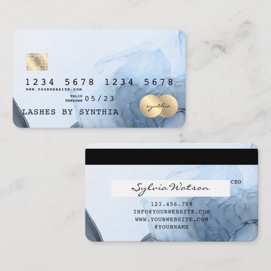 Moderne Abstracte Art Waterverf Credit Kaart Style Visitekaartje (Voorkant / Achterkant)