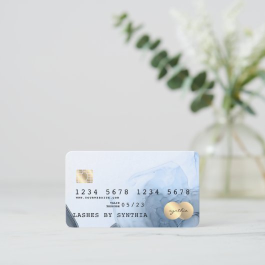 Moderne Abstracte Art Waterverf Credit Kaart Style Visitekaartje (Staand voorkant)