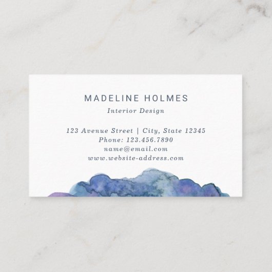 Moderne Abstracte Art Waterverf Penseel Blauw Blus Visitekaartje (Achterkant)