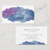 Moderne Abstracte Art Waterverf Penseel Blauw Blus Visitekaartje (Voorkant / Achterkant)