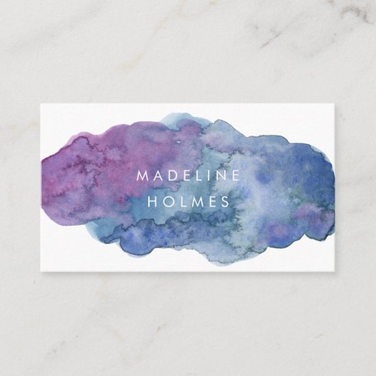 Moderne Abstracte Art Waterverf Penseel Blauw Blus Visitekaartje (Voorkant)