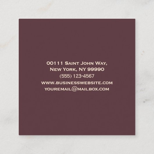 Moderne Abstracte artistiek Vierkante Visitekaartje (Achterkant)