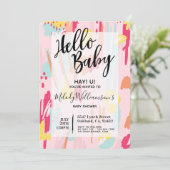Moderne Abstracte artistieke Baby shower Kaart (Staand voorkant)