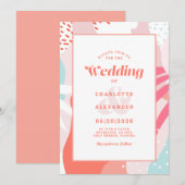 Moderne Abstracte artistieke koraal Blauwgroen bru Kaart (Voorkant / Achterkant)