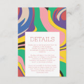 Moderne Abstracte Artsy Retro bruiloft details Informatiekaartje (Voorkant)