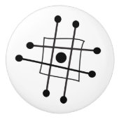 Moderne Abstracte atoomkunst in de Mideeuw Keramische Knop (Voorkant)