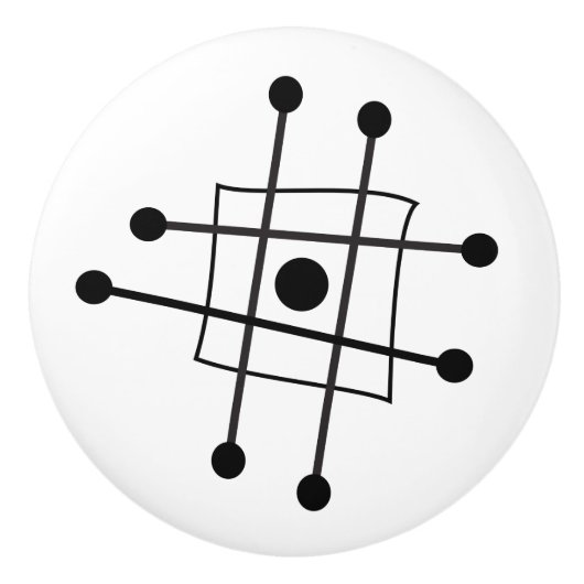 Moderne Abstracte atoomkunst in de Mideeuw Keramische Knop (Voorkant)