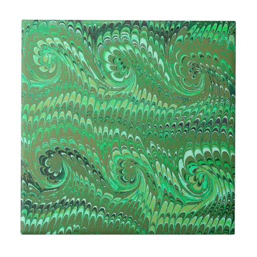 Moderne Abstracte Avocado Green Marbled Swirls Tegeltje (Voorkant)