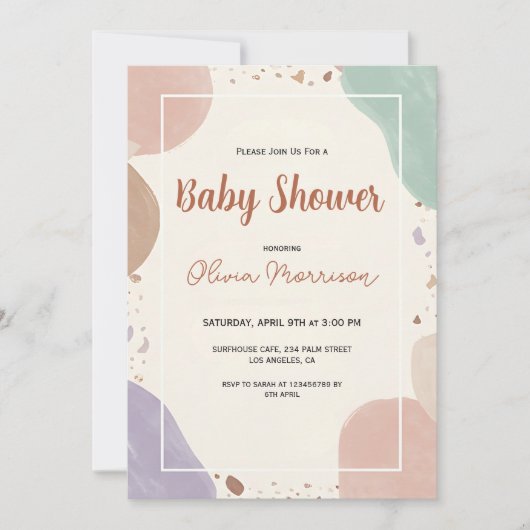 Moderne Abstracte Baby Shower Kaart (Voorkant)