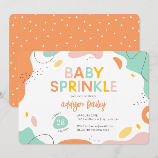 Moderne Abstracte Baby Sprinkle Kaart (Voorkant / Achterkant)