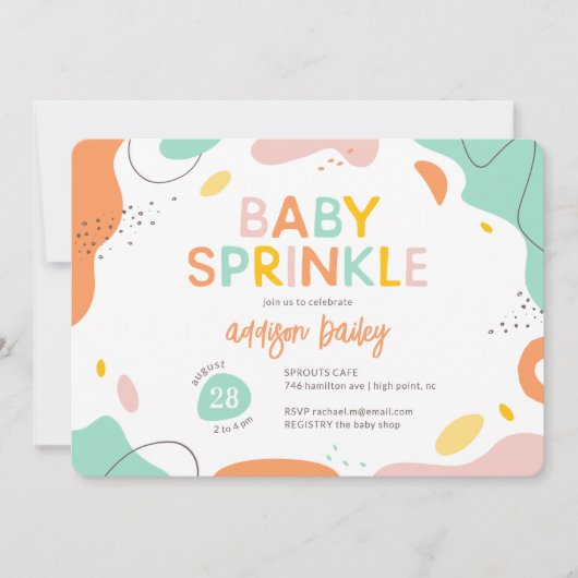 Moderne Abstracte Baby Sprinkle Kaart (Voorkant)