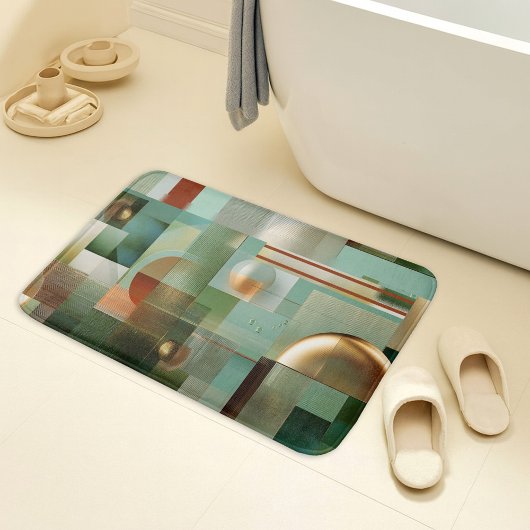 Moderne Abstracte Bauhaus Groen Goud Patroon Badmat