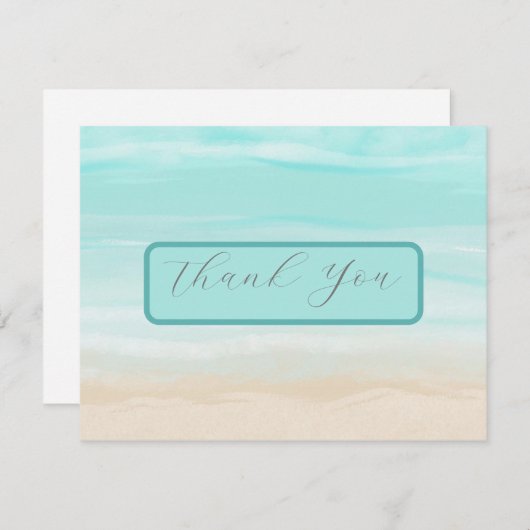Moderne Abstracte Beach bruiloft dank u kaart (Voorkant / Achterkant)