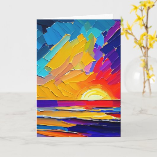 Moderne Abstracte Beach Sunset kunstwerk Blank Kaart (Gele Bloem)