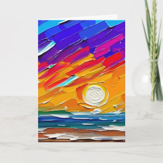 Moderne Abstracte Beach Sunset kunstwerk Blank Kaart (Voorkant)