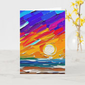 Moderne Abstracte Beach Sunset kunstwerk Blank Kaart (Gele Bloem)