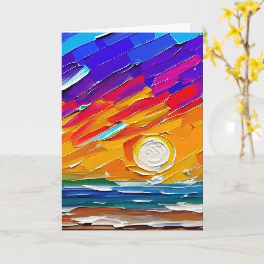 Moderne Abstracte Beach Sunset kunstwerk Blank Kaart (Gele Bloem)