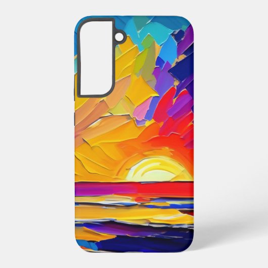 Moderne Abstracte Beach Sunset kunstwerk Samsung Galaxy Hoesje (Achterkant)