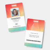 Moderne Abstracte Bedrijfsmedewerker Id | Gradiënt Badge (Voor- en achterkant)