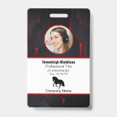 Moderne Abstracte Bedrijfsmedewerker Id | Rood Zwa Badge (Voorzijde)