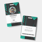 Moderne Abstracte Bedrijfsmedewerker Id | Zwart Gr Badge (Voor- en achterkant)