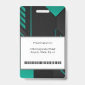 Moderne Abstracte Bedrijfsmedewerker Id | Zwart Gr Badge (Achterkant)