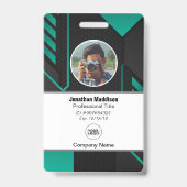 Moderne Abstracte Bedrijfsmedewerker Id | Zwart Gr Badge (Voorzijde)