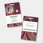 Moderne Abstracte bedrijfwerknemer-id | Bourgogne Badge (Voor- en achterkant)