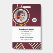 Moderne Abstracte bedrijfwerknemer-id | Bourgogne Badge (Voorzijde)