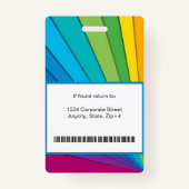 Moderne Abstracte bedrijfwerknemer-id | Regenboog Badge (Achterkant)