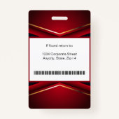 Moderne Abstracte bedrijfwerknemer-id | Rode marin Badge (Achterkant)